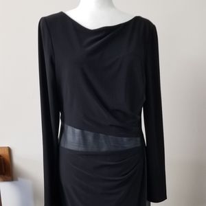 Ralph Lauren Long Sleeve Dress W/ Leather Detail